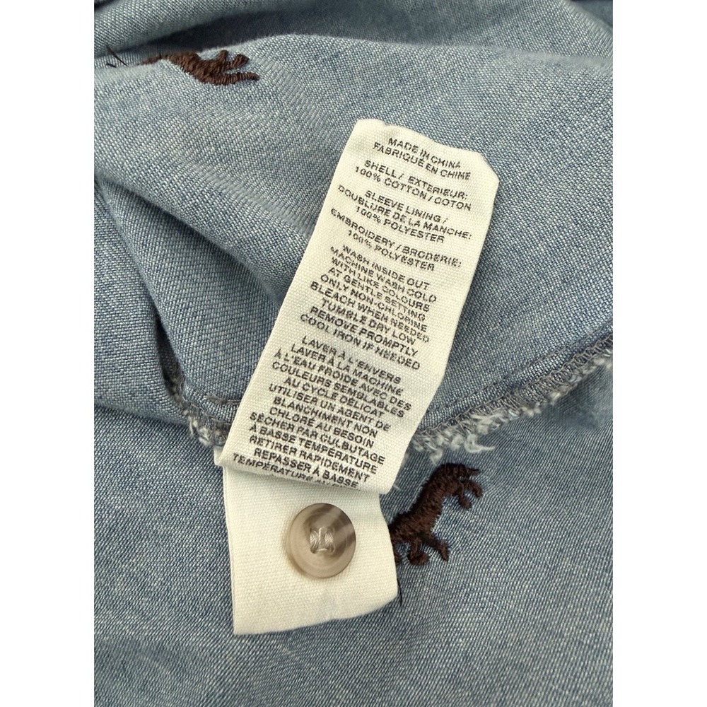 Avec Les Filles Women's Brown Horse Embroidered Chambray Shirt Size XS NEW - Picture 9 of 9
